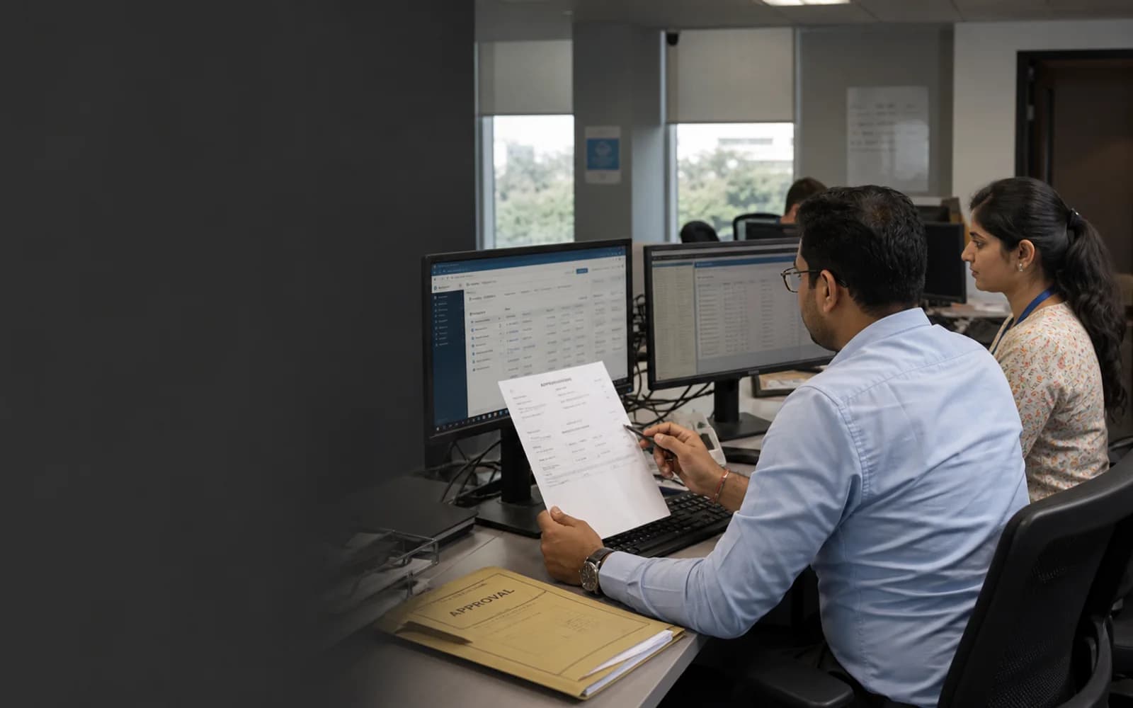 Procurement and finance professionals coordinating documents and approvals across business systems