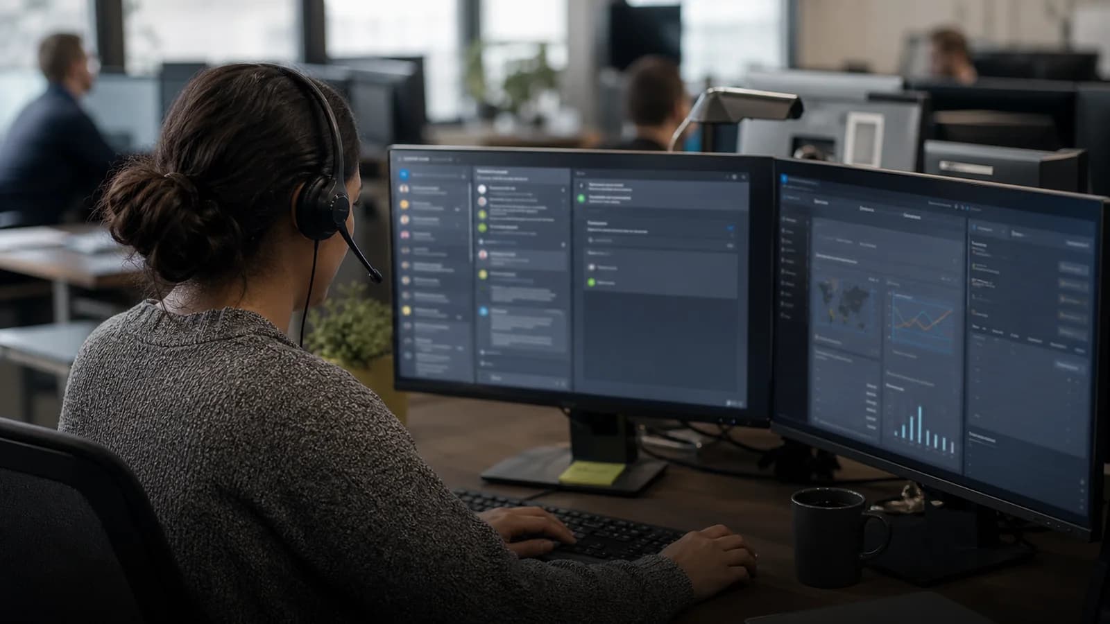 Customer operations specialist resolving a request across messaging and order systems